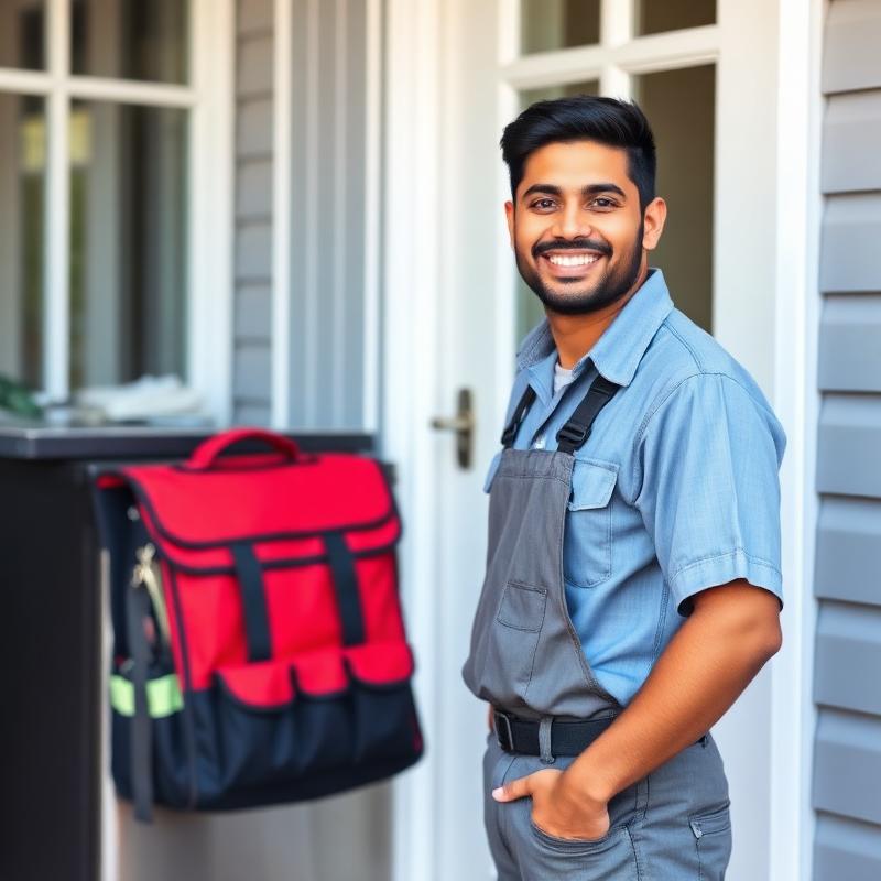Professional Technician arriving at doorstep